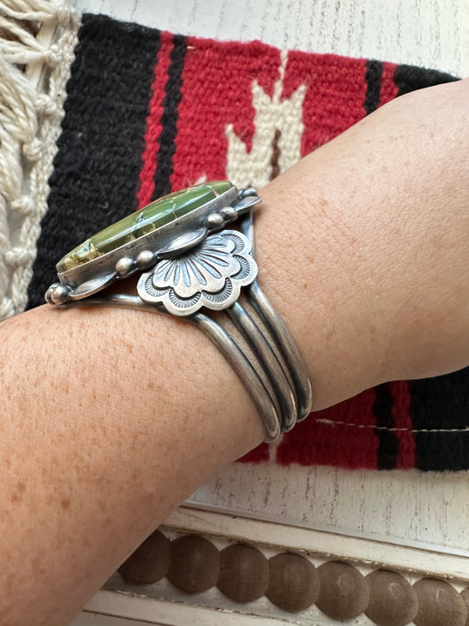 Navajo Sterling Silver & Royston Turquoise Cuff Bracelet By Mary Ann Spencer