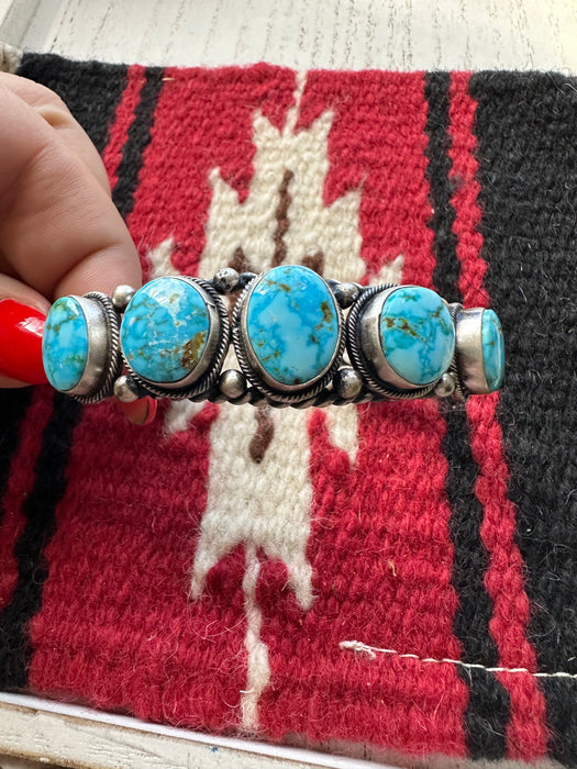 Navajo Sterling Silver & Turquoise 5 Stone Cuff Bracelet By B Johnson