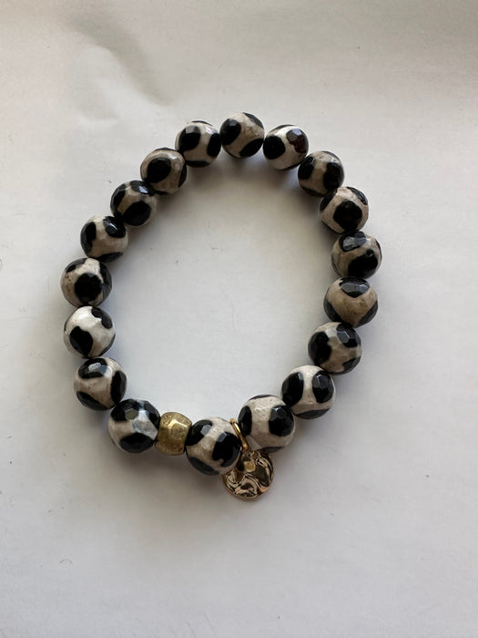 Handmade Beaded Stretch Bracelet BLACK & WHITE