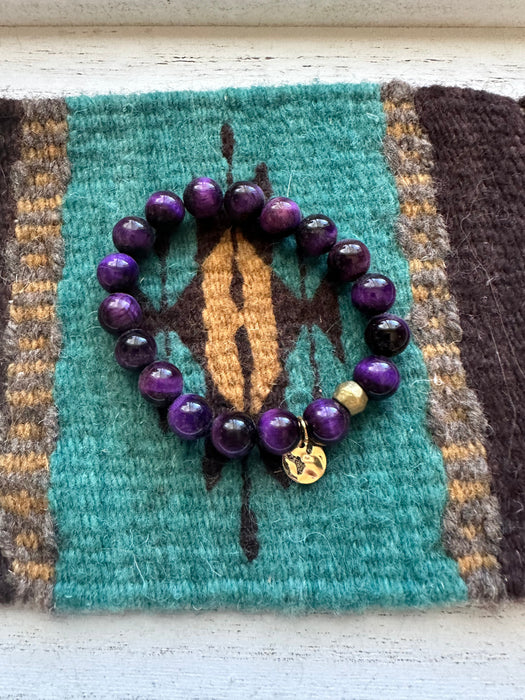 Handmade Beaded Purple Stretch Bracelet