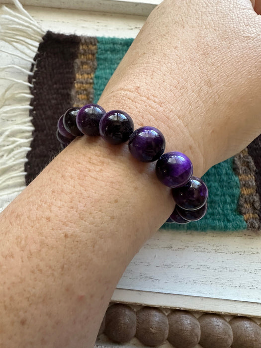 Handmade Beaded Purple Stretch Bracelet