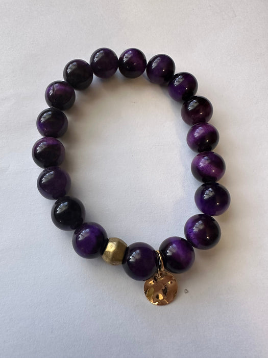 Handmade Beaded Purple Stretch Bracelet