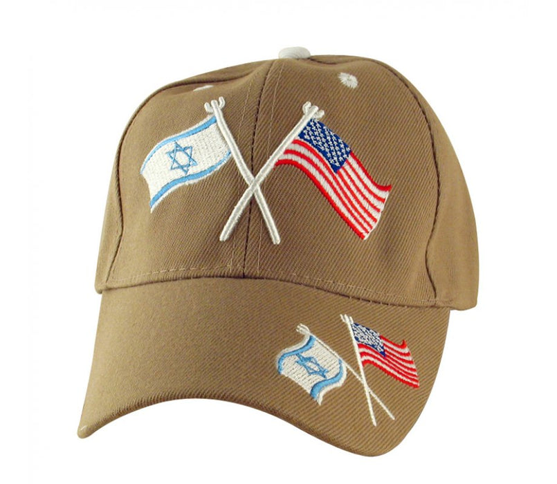 Israel-US Flag Tan Baseball CapIsrael-US Flag Tan Baseball Cap