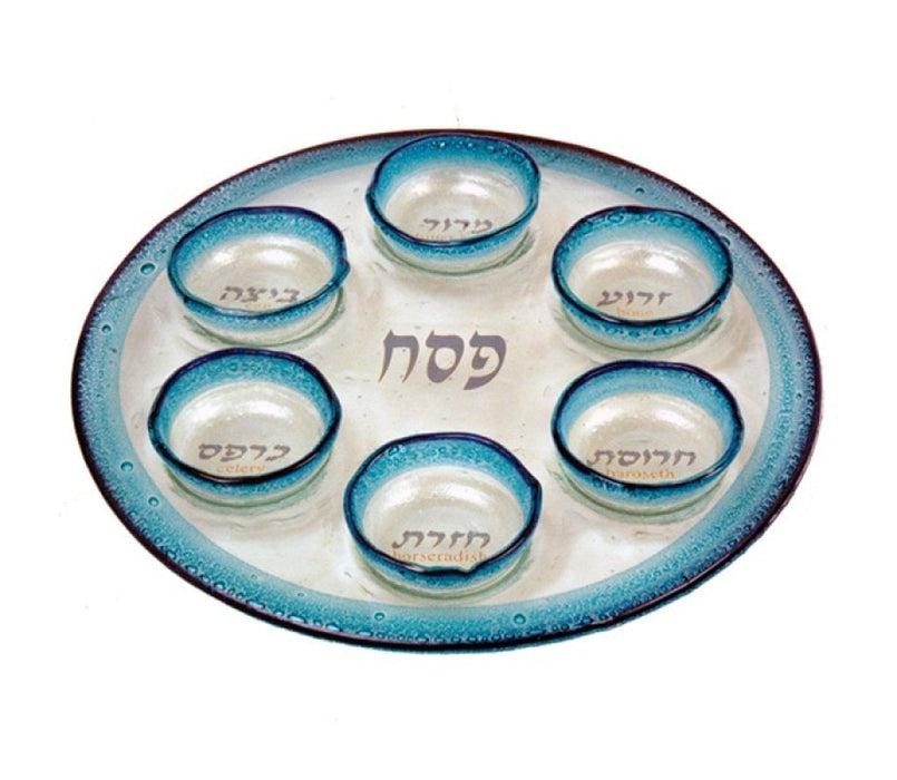 Itay Mager Fused Glass Passover Seder Plate - BlueItay Mager Fused Glass Passover Seder Plate - Blue