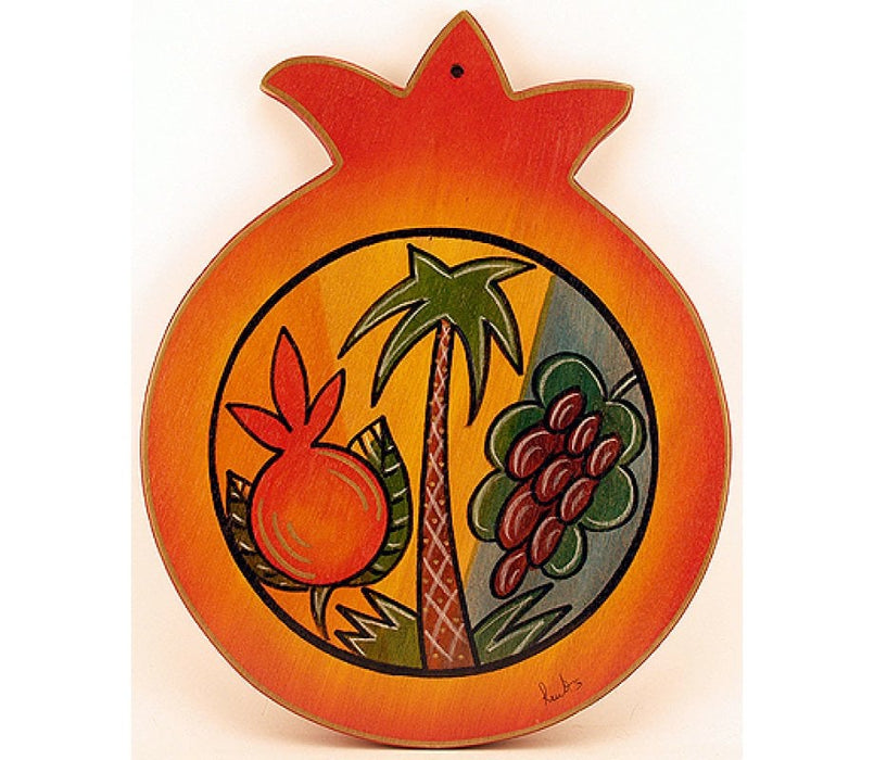 Kakadu Hand Painted Pomegranate Wood Cutting Board - Seven SpeciesKakadu Hand Painted Pomegranate Wood Cutting Board - Seven Species