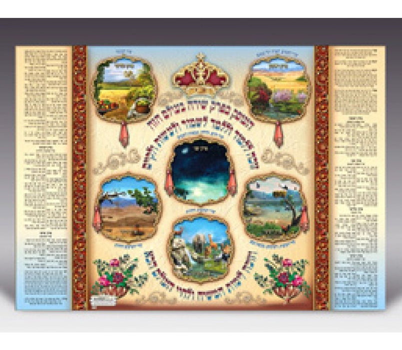 Laminated Colorful Wall Poster - Perek Shira Chapter of SongsLaminated Colorful Wall Poster - Perek Shira Chapter of Songs