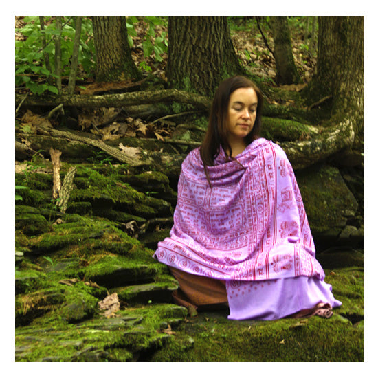 Meditation Yoga Prayer Shawl - Maha Mantra - Purple Large