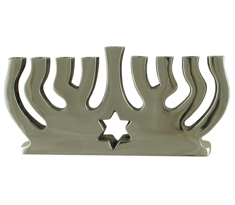 Modern Design Chanukah Menorah with Star of David - AluminumModern Design Chanukah Menorah with Star of David - Aluminum