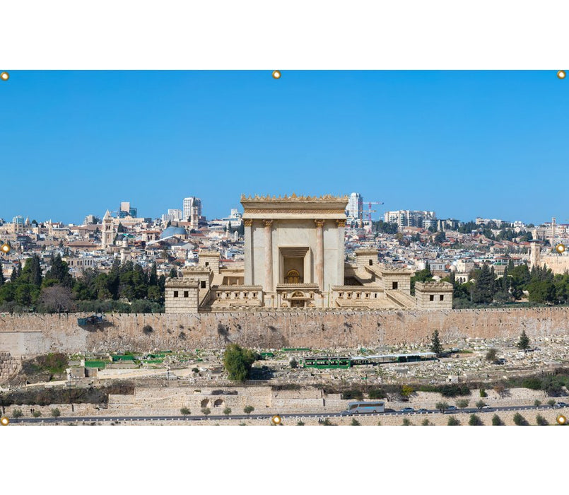 Panoramic Jerusalem Beit Hamikdash Sukkah Single-Wall Panel 12 ft WidthPanoramic Jerusalem Beit Hamikdash Sukkah Single-Wall Panel 12 ft Width