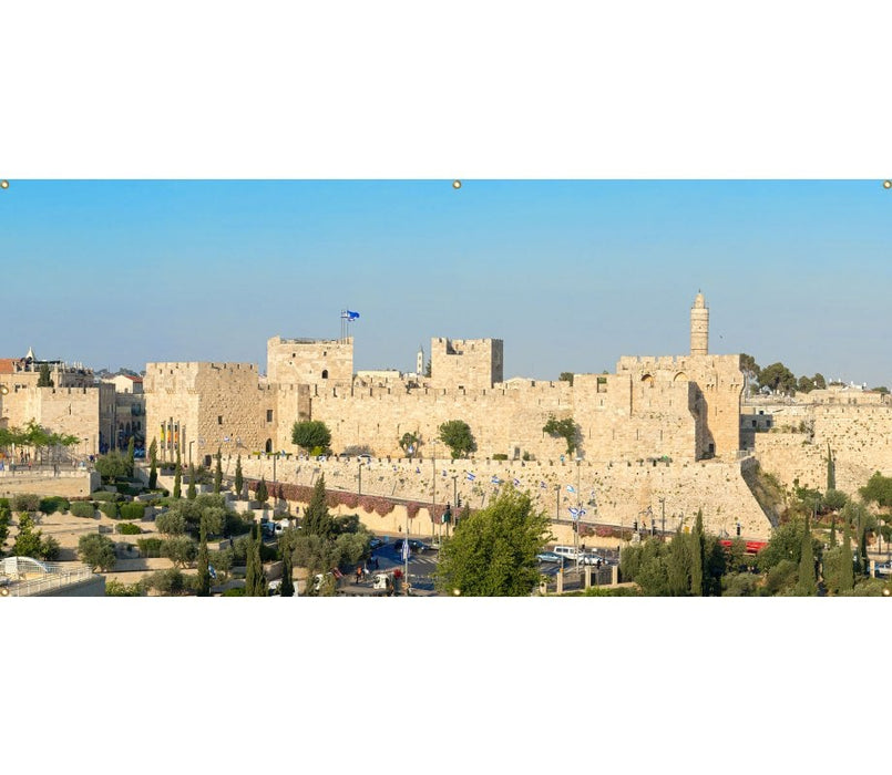 Panoramic Jerusalem Old City Walls Sukkah Single-Wall Panel 16 ft WidthPanoramic Jerusalem Old City Walls Sukkah Single-Wall Panel 16 ft Width