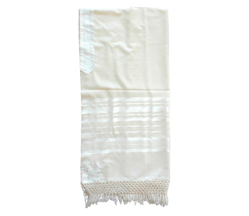 Sephardic Tallit Pure Wool Prayer Shawl with Thick Handmade Tzitzit and Net FringeSephardic Tallit Pure Wool Prayer Shawl with Thick Handmade Tzitzit and Net Fringe