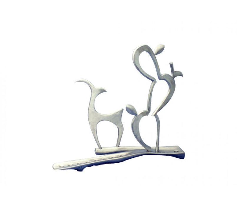 Shraga Landesman Aluminum Hanukkah Menorah - Elegant Deer and Cactus PlantShraga Landesman Aluminum Hanukkah Menorah - Elegant Deer and Cactus Plant