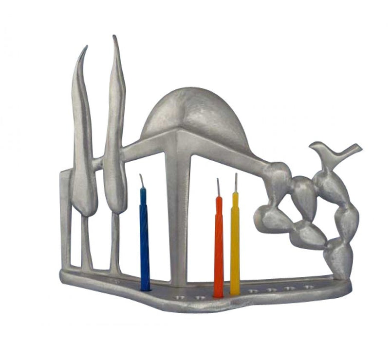 Shraga Landesman Aluminum Hanukkah Menorah - Landmarks in IsraelShraga Landesman Aluminum Hanukkah Menorah - Landmarks in Israel