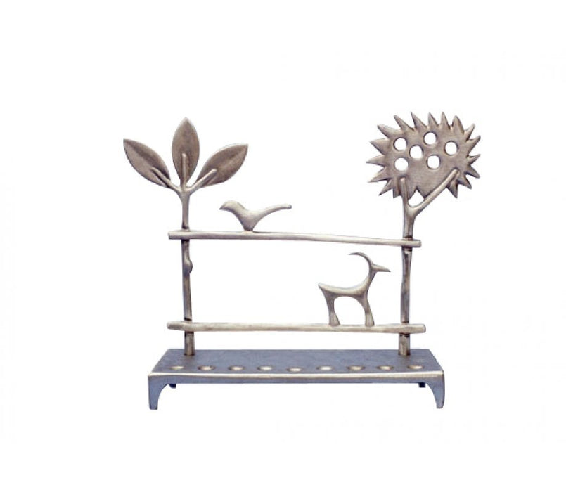 Shraga Landesman Aluminum Hanukkah Menorah - Trees and DeerShraga Landesman Aluminum Hanukkah Menorah - Trees and Deer