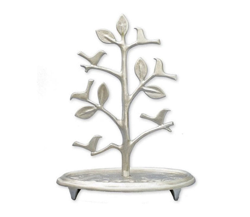 Shraga Landesman Circular Base Hanukkah Menorah Tree with Birds - AluminumShraga Landesman Circular Base Hanukkah Menorah Tree with Birds - Aluminum