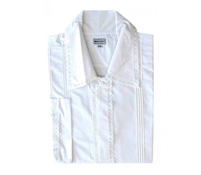 White Cotton Polyester Kittel Robe - Lace FinishWhite Cotton Polyester Kittel Robe - Lace Finish