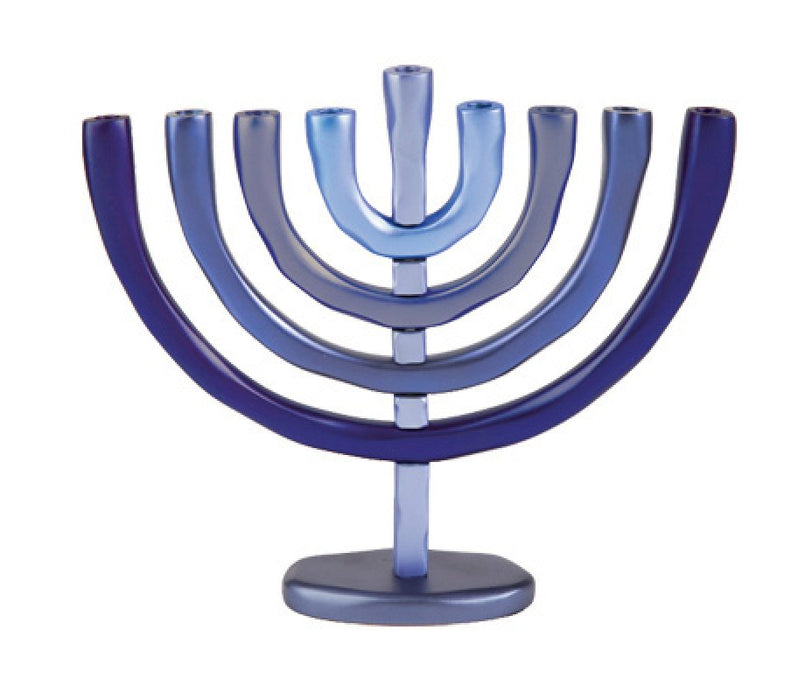 Yair Emanuel Anodized Aluminum Classic Arch Hanukkah Menorah - Shades of Blue