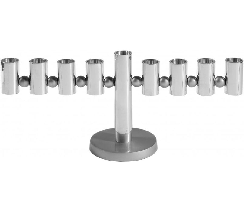 Yair Emanuel Anodized Aluminum Tubes and Balls Hanukkah Menorah - Silver