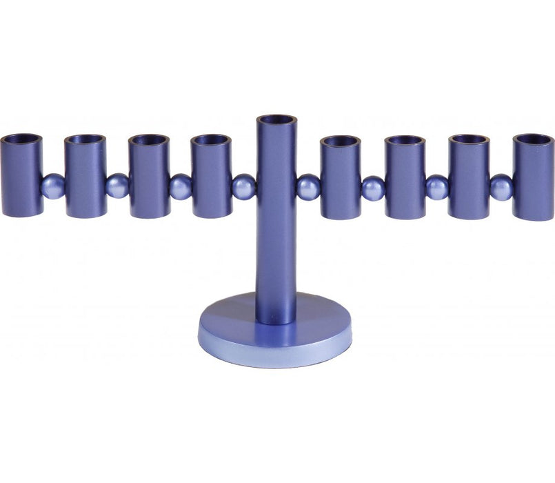 Yair Emanuel Anodized Aluminum Tubes and Spheres Hanukkah Menorah - Blue