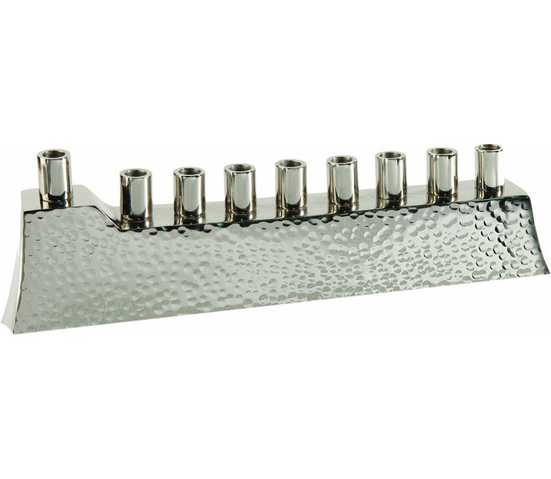 Yair Emanuel Hammered Anodized Aluminum Hanukkah Menorah - Silver