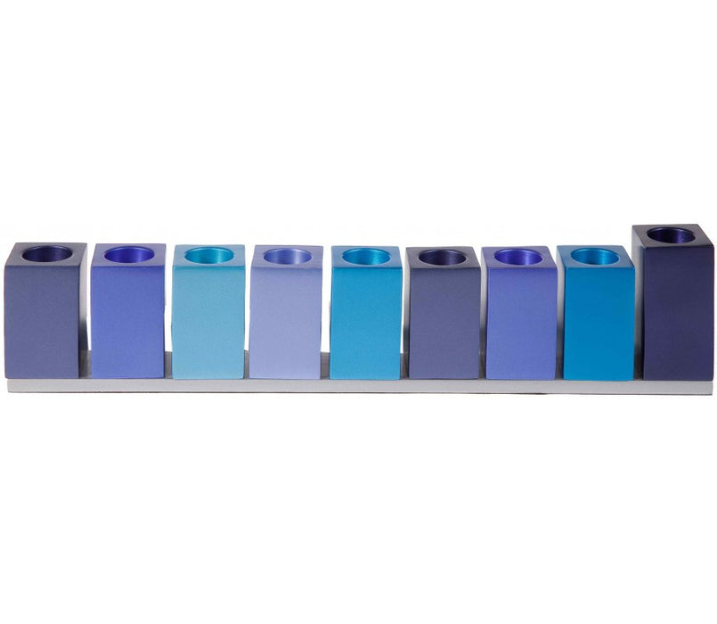 Yair Emanuel Hanukkah Menorah Movable Cube Candle Holders - Blue