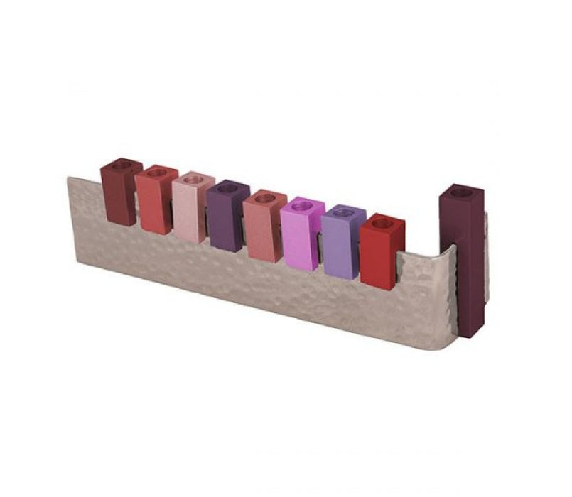 Yair Emanuel L-Shaped Chanukah Menorah Cube Candle Holders - Shades of Red