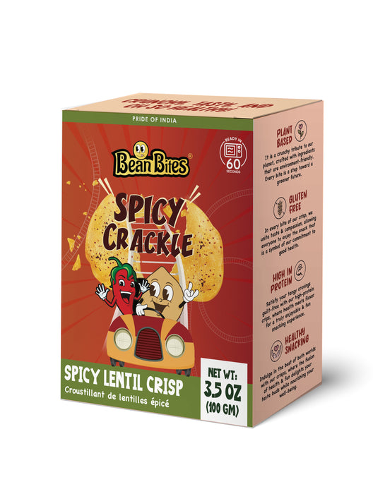 Bean Bites | Spicy Crackle Lentil Crisp 3.53 oz (100 g) | Round Crunchy Bites-5