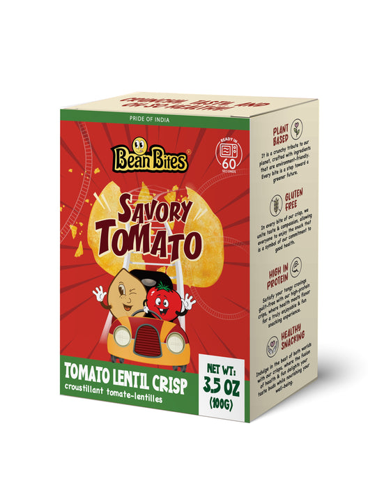 Bean Bites | Savory Tomato Lentil Crisp 3.53 oz (100 g) | Round Crunchy Bites-5