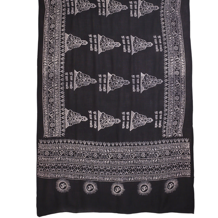 Meditation Yoga Prayer Shawl - Buddha - Black Large