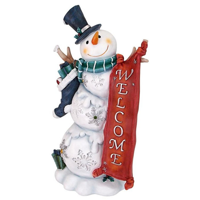 Avalanche the Snowman Welcome Sign Statue