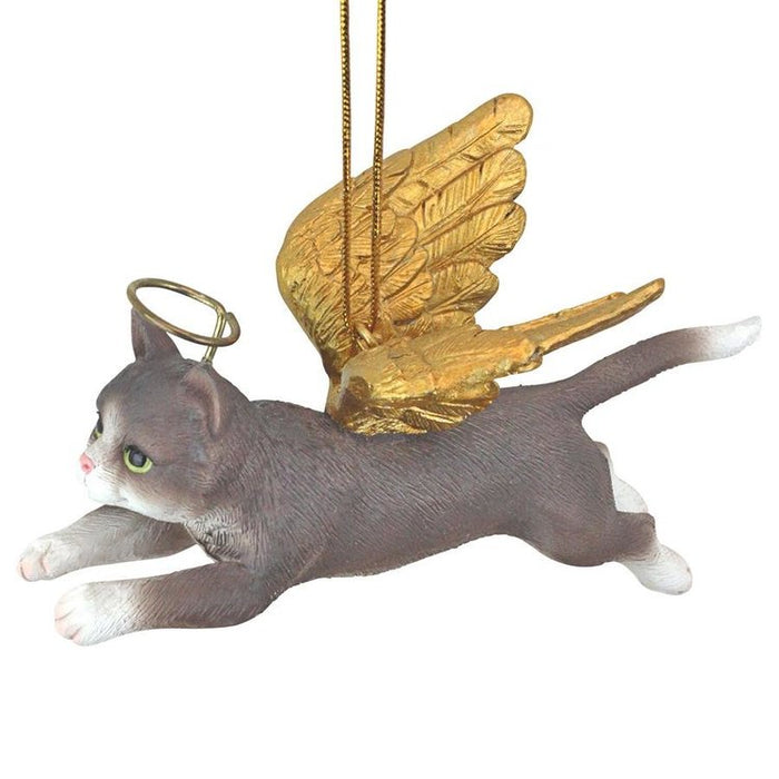 Honor Your Pet: Grey Tabby Holiday Cat Angel Ornament