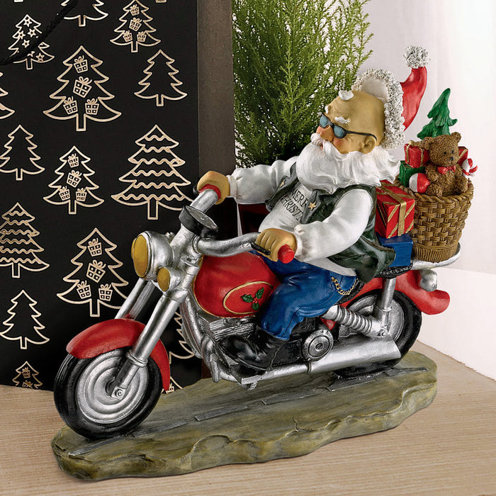 Old School Father Christmas Santa Biker Statue