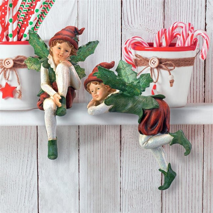 Santa's Christmas Elf Shelf Sitter Statues