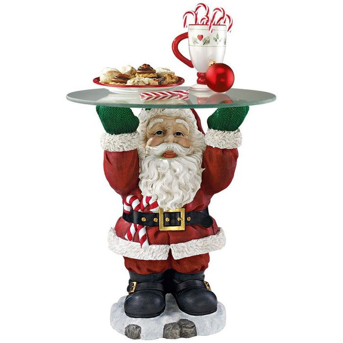 Santa Claus Sculptural Glass-Topped Holiday Table