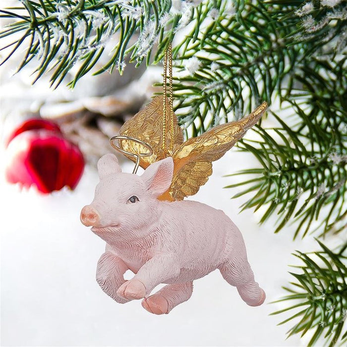 Hog Heaven: Flying Pig Angel Christmas Ornaments