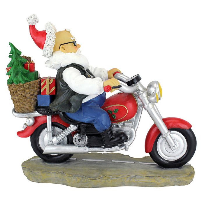 Old School Father Christmas Santa Biker Statue