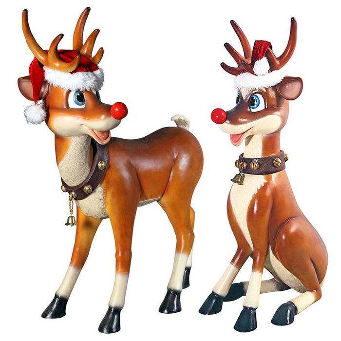 Santa's Christmas Red-Nosed Reindeer Statue Collection