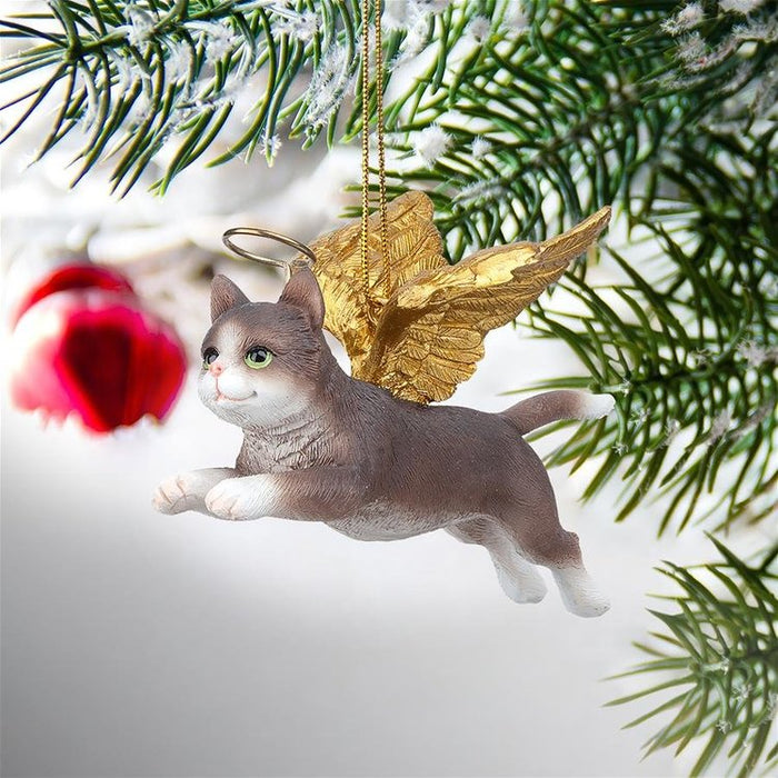 Honor Your Pet: Grey Tabby Holiday Cat Angel Ornament