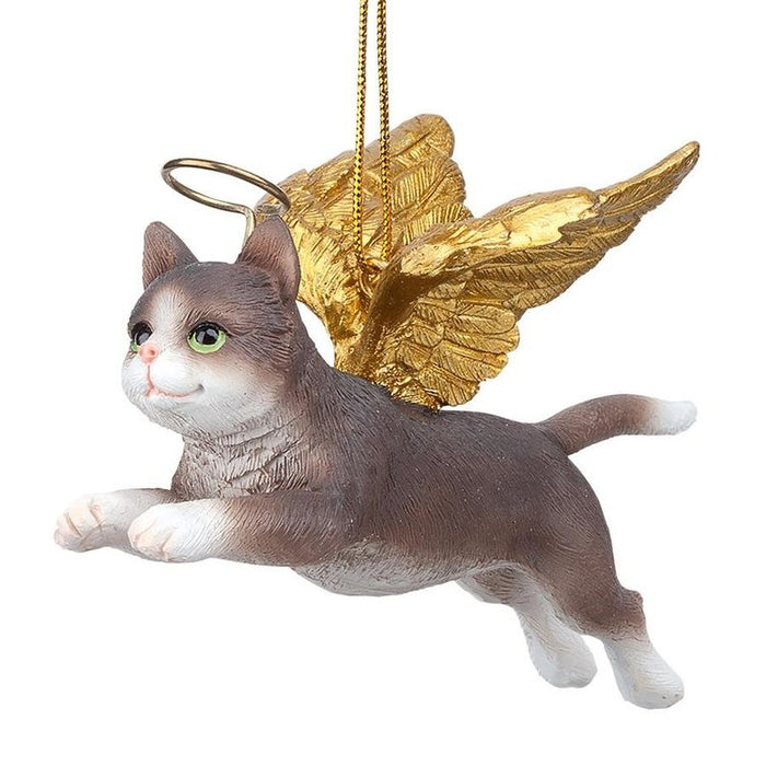 Honor Your Pet: Grey Tabby Holiday Cat Angel Ornament