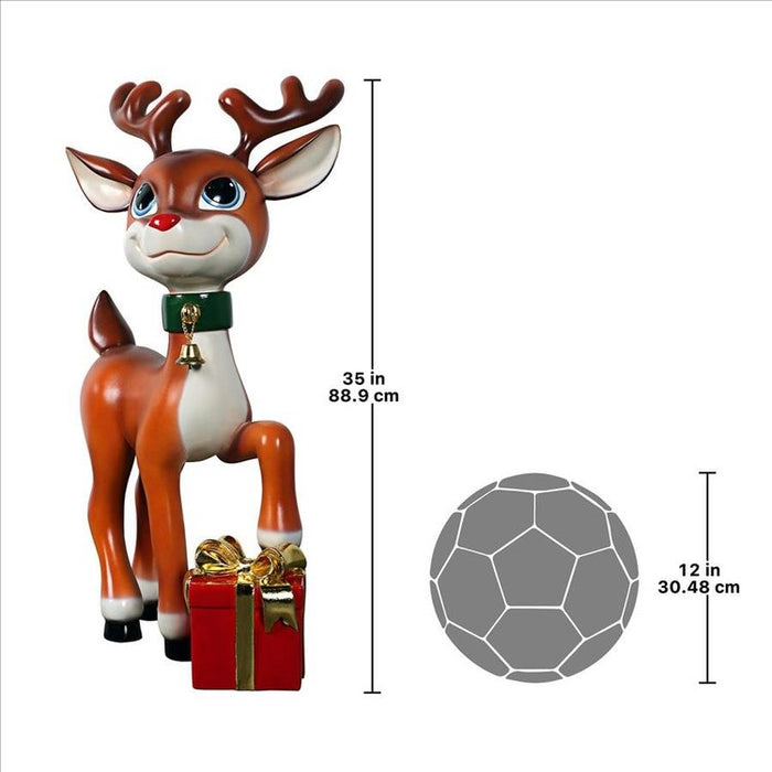 Belle, Santa’s Red-Nosed Christmas Reindeer Statue