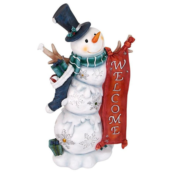 Avalanche the Snowman Welcome Sign Statue