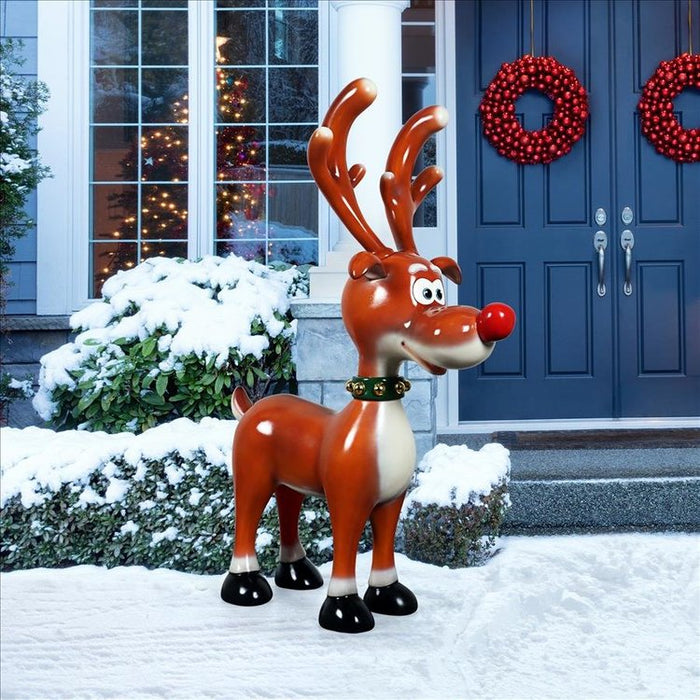 Jolly Holly, Santa’s Red-Nosed Christmas Reindeer Statue