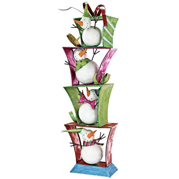 Stack of Christmas Snowmen Holiday Fun Bunch Metal Statue