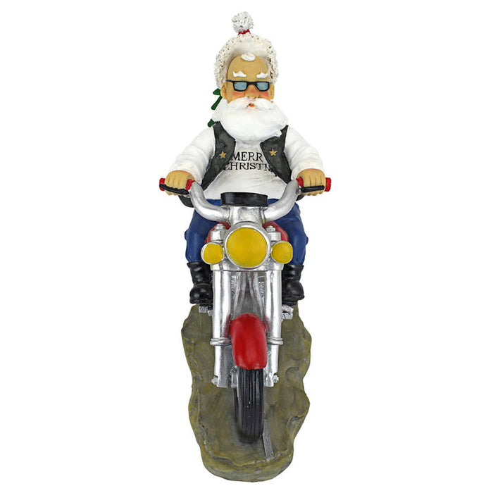 Old School Father Christmas Santa Biker Statue