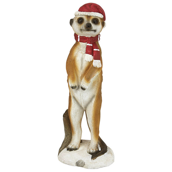 Merry Meerkat Holiday Greeter Statue