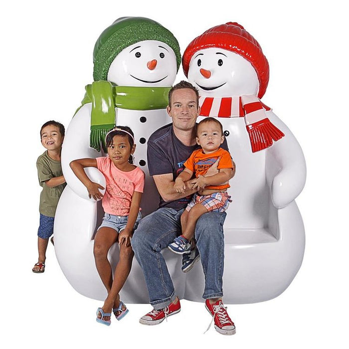 Powder Pals Holiday Snowman Photo Op Sculptural Bench