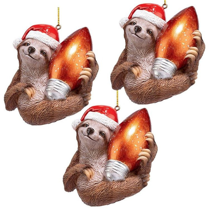 Santa's Holiday Season Sloth Christmas Ornaments