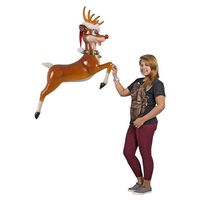 Santa's Red-Nosed Christmas Reindeer Wall Sculpture