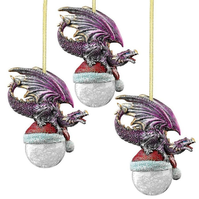 North Pole Santa Hat Dragon Holiday Ornaments