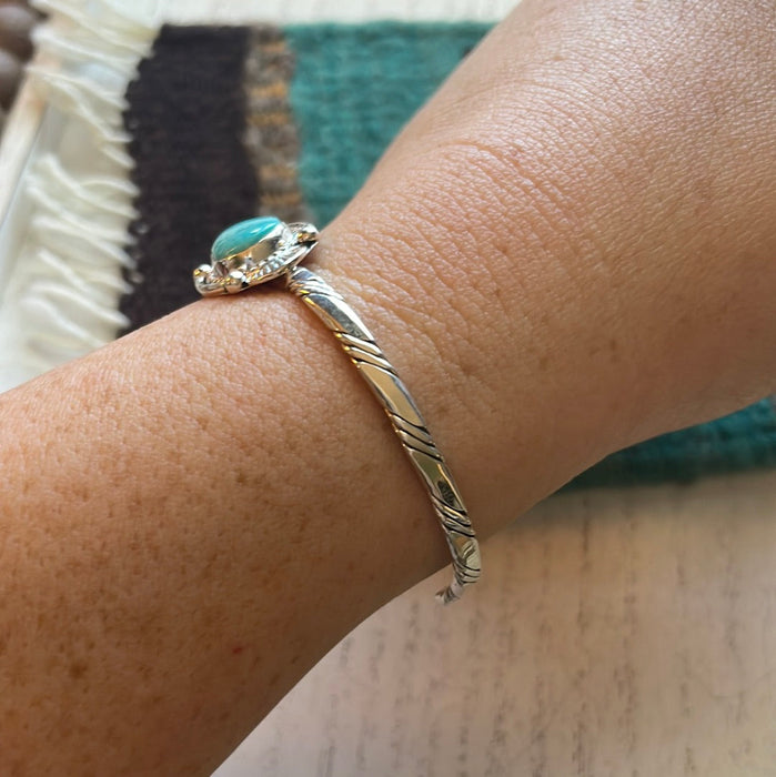 Navajo Adjustable Sterling & Turquoise Cuff Bracelet